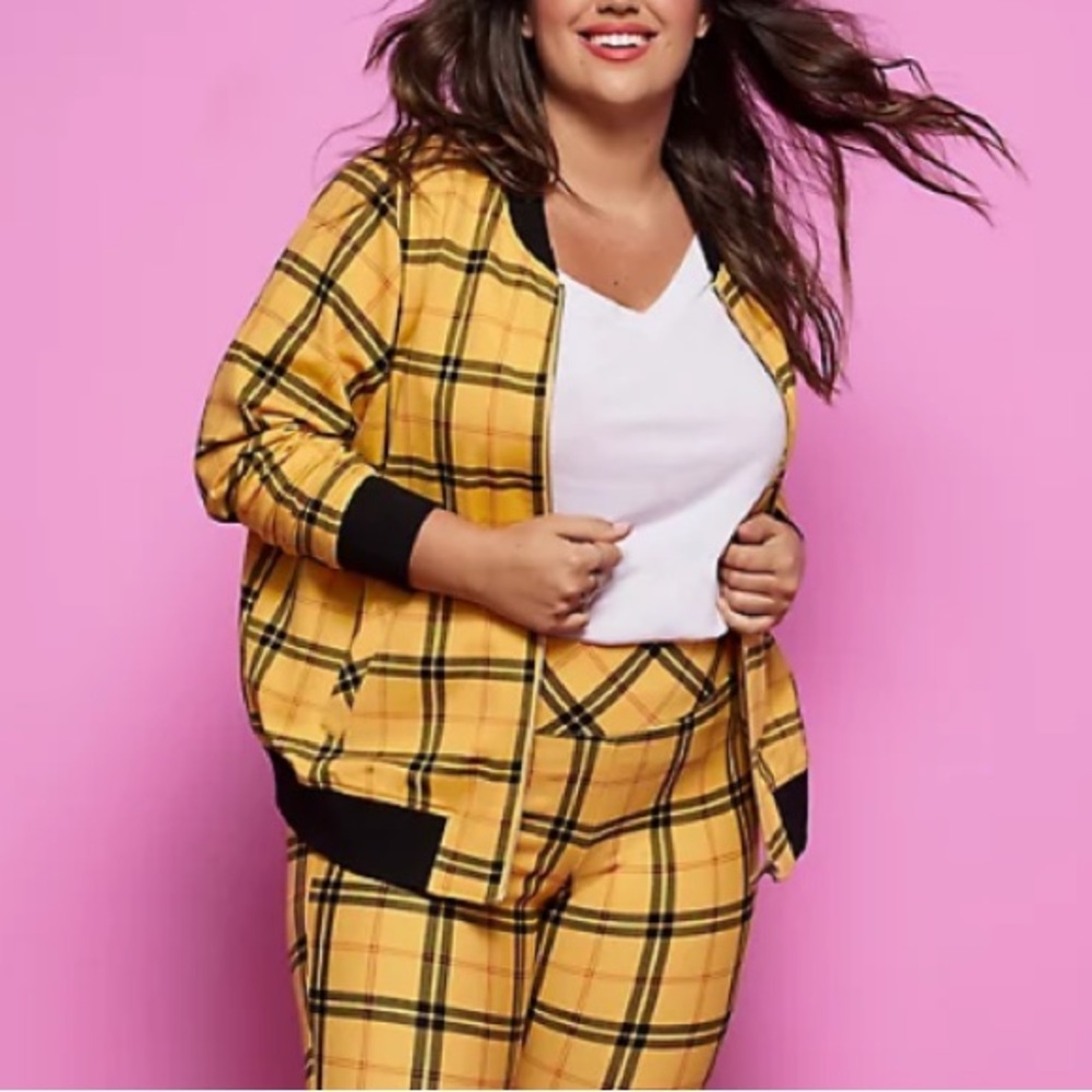 Torrid x Betsey Johnson 4X Limited Edition Luxe Ponte Yellow Plaid Bomber Jacket